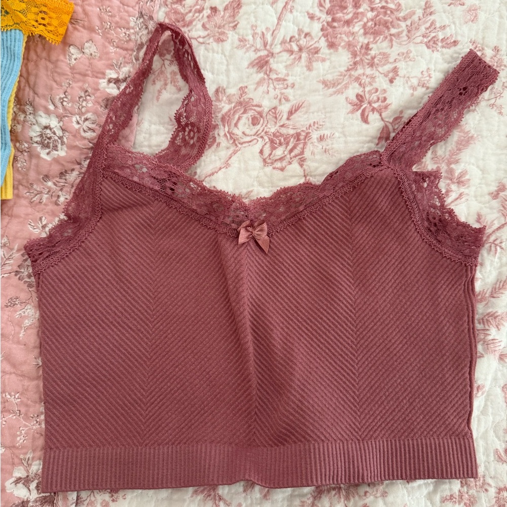 UO NWOT Lace Trimmed Mauve Tank Top